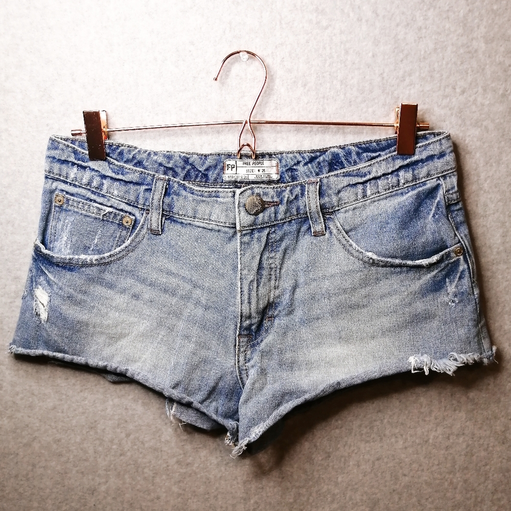 Free People Distressed Jean Shorts